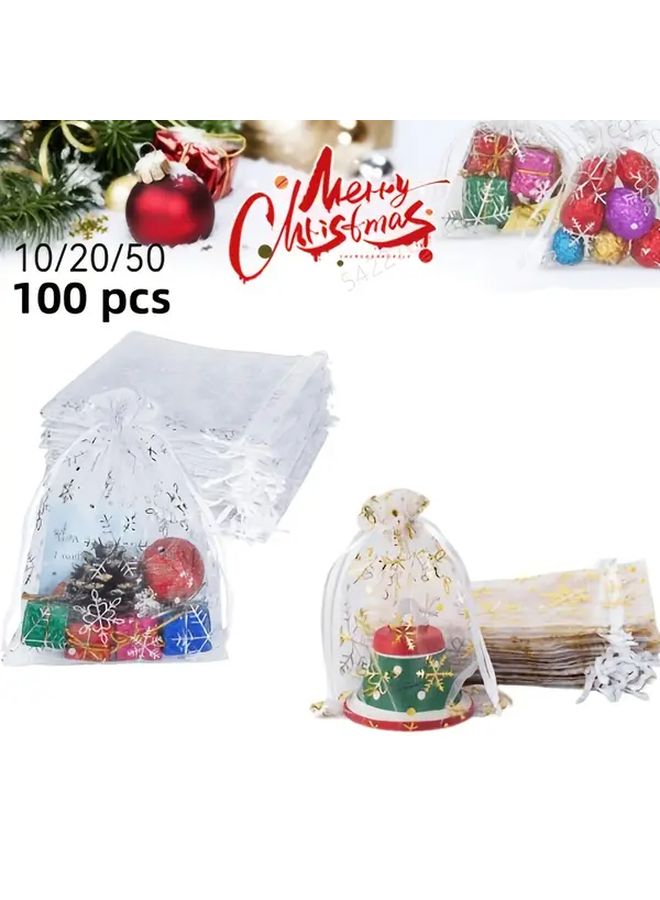 White Golden Snowflake Jewelry Gift Bags 20pcs for Festival Birthday Party Surprise - Image 2