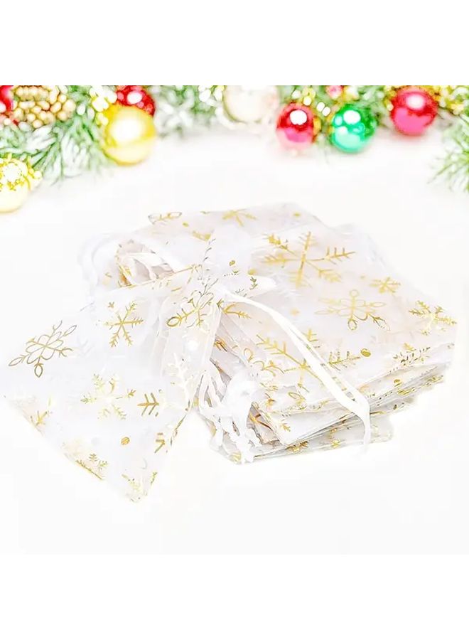 White Golden Snowflake Jewelry Gift Bags 20pcs for Festival Birthday Party Surprise - Image 1