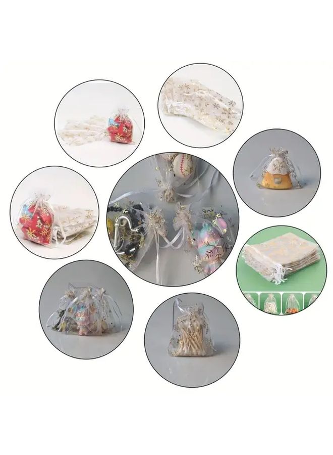 White Golden Snowflake Jewelry Gift Bags 20pcs for Festival Birthday Party Surprise - Image 5