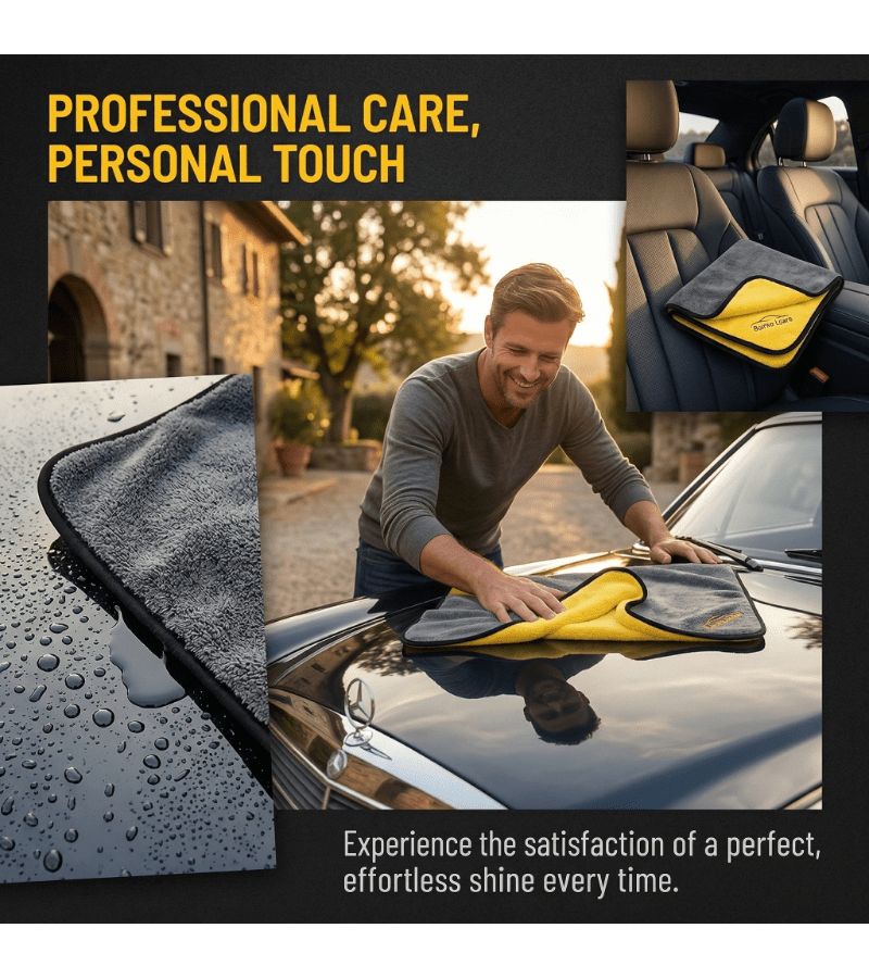 Yellow 11.81x23.62 Inch High Absorbency Car Wash Drying Towel Soft Polyester Fiber Auto Cleaning Cloth - Image 2