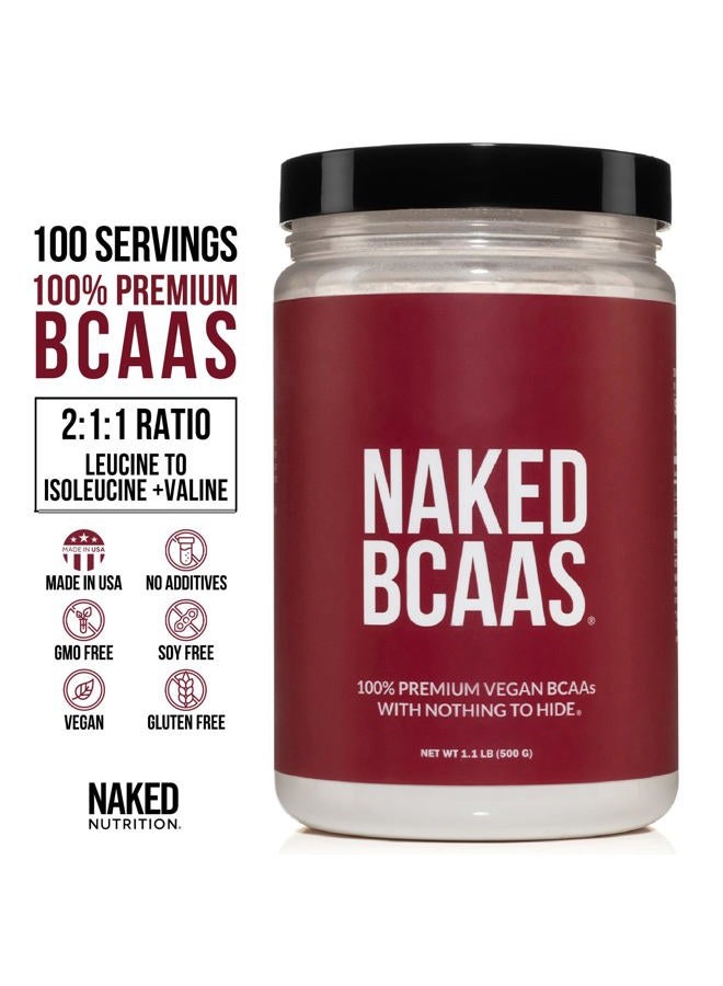NAKED nutrition Naked BCAAs Amino Acids Powder, Only 1 Ingredient, Pure 2:1:1 Formula, Vegan Unflavored Branched Chain Amino Acids, Instantized All Natural BCAA Supplement - 500 Grams, 100 Servings - Image 2