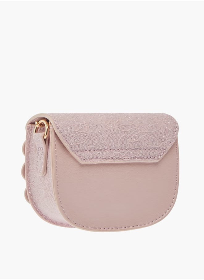 Little Missy - Girls Bow Accent Crossbody Bag with Chain Strap and Button Closure - Image 1