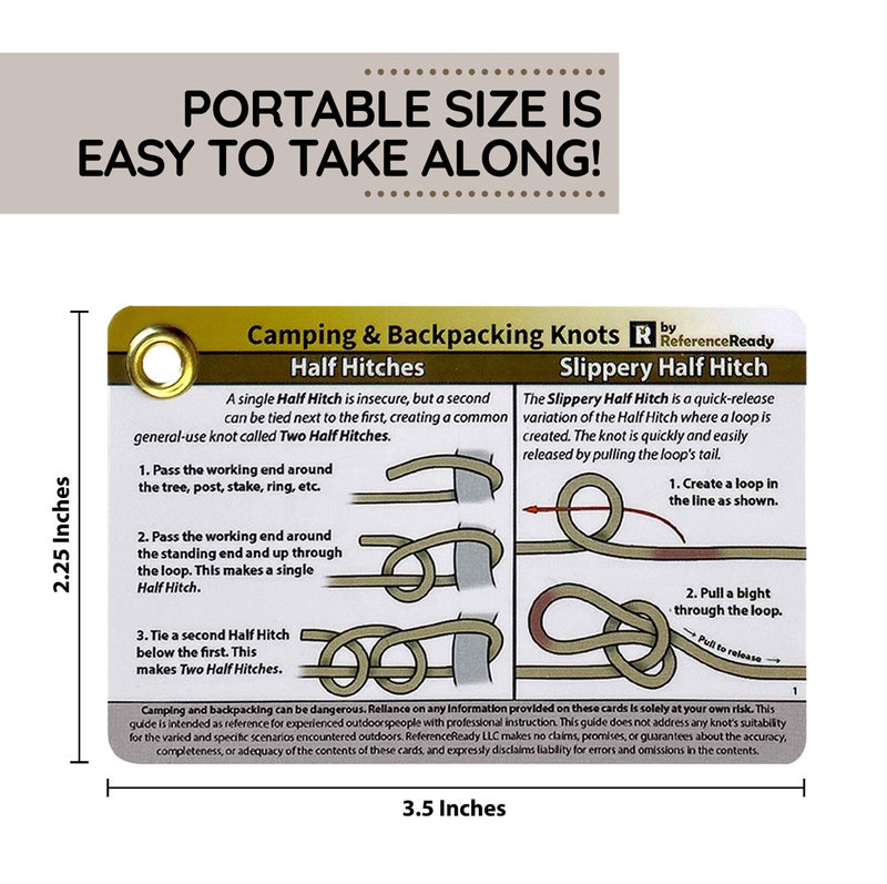 ReferenceReady Outdoor Knots - Waterproof Knot Tying Cards with Mini Carabiner - Includes 22 Rope Knots for Camping, Backpacking, and Scouting Scenarios - Image 5