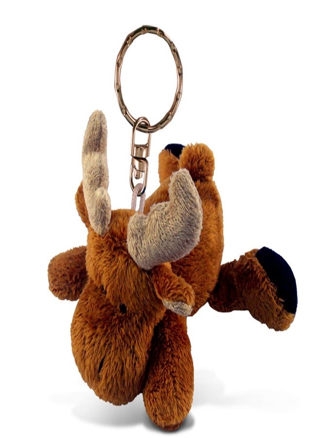 Puzzled Plush Moose Stuffed Animal Keychain - Super Soft Keychain for Backpack, Purse and Handbags, Cute Animal Keychains for Girls and Boys, Ideal Backpack Charms for Wild Animal Lovers - 4 Inches - Image 1