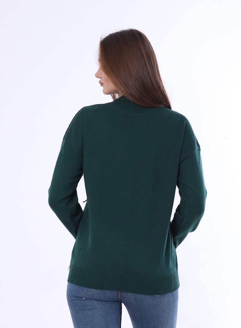 بيبو بلوفر سادة حريمي_اخضر غامق - Image 3