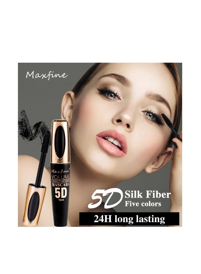 Maxfine 5D Volume Lash Lengthening Mascara Colored Tubing Mascara with Eyelash Brush Waterproof Mascara for Eyelashes Silk Fiber Liquid Lash Extensions Volume and Length Long Lasting Mascara Blue 04  - Image 3