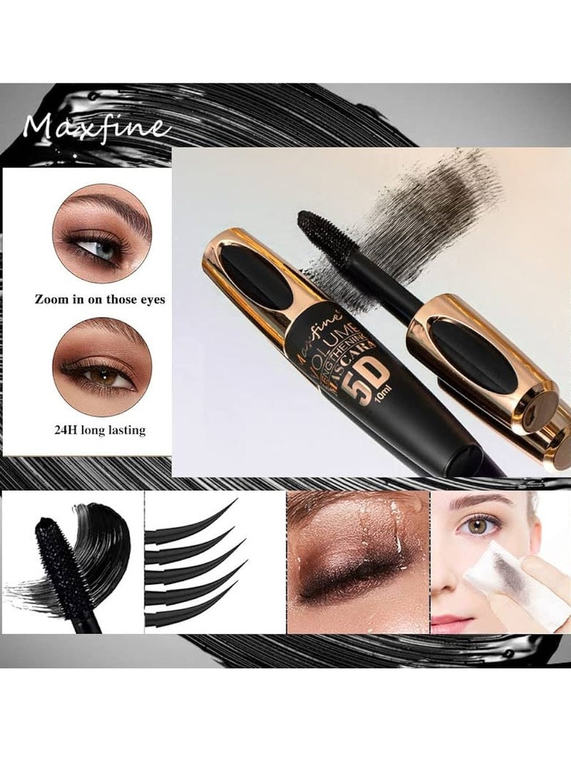 Maxfine 5D Volume Lash Lengthening Mascara Colored Tubing Mascara with Eyelash Brush Waterproof Mascara for Eyelashes Silk Fiber Liquid Lash Extensions Volume and Length Long Lasting Mascara Blue 04  - Image 4