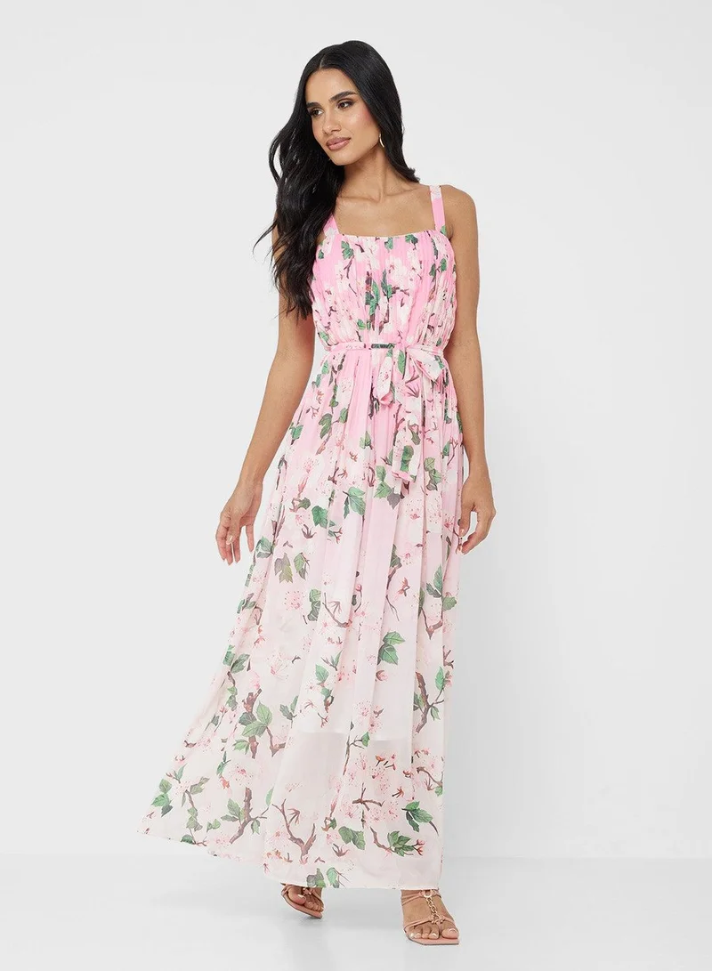 Ginger Boutique  Square Neck Floral Maxi Gown for Women | Best Price UAE