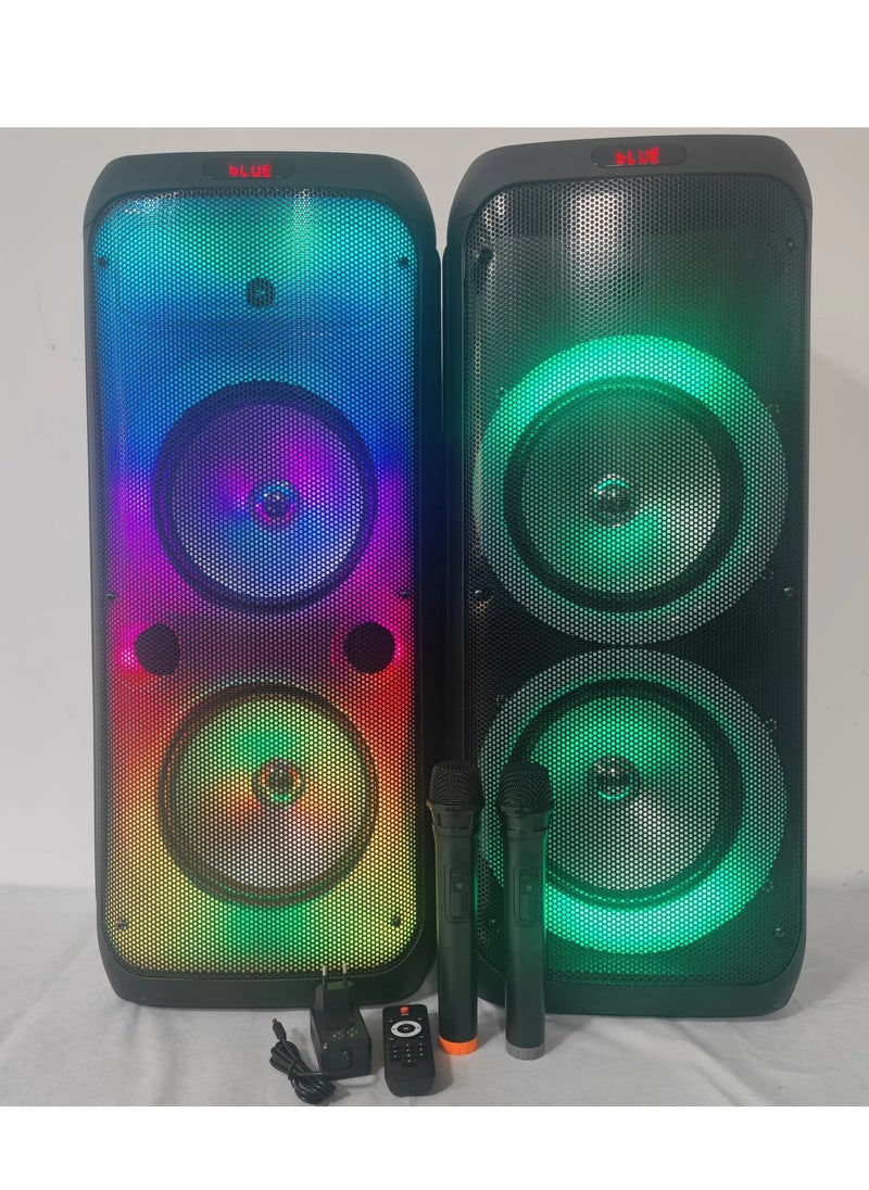 Generic - 10 Inch Double Wireless Bass Speaker HIFI Karaoke DJ Party Speaker BT Colorful LED Light Portable External Microphone Box - Image 1