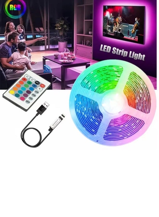 AL THURAYAT 1 M transform every corner of your home into a magical work of art, with the smart LED RGB lighting strip. Add a touch of elegance and distinction to your decor, and make every moment in your home full of color and life. Ideal for behind TV screens, under shelves, in hotels, cars, gardens, and parties. With a remote control.  - Image 1