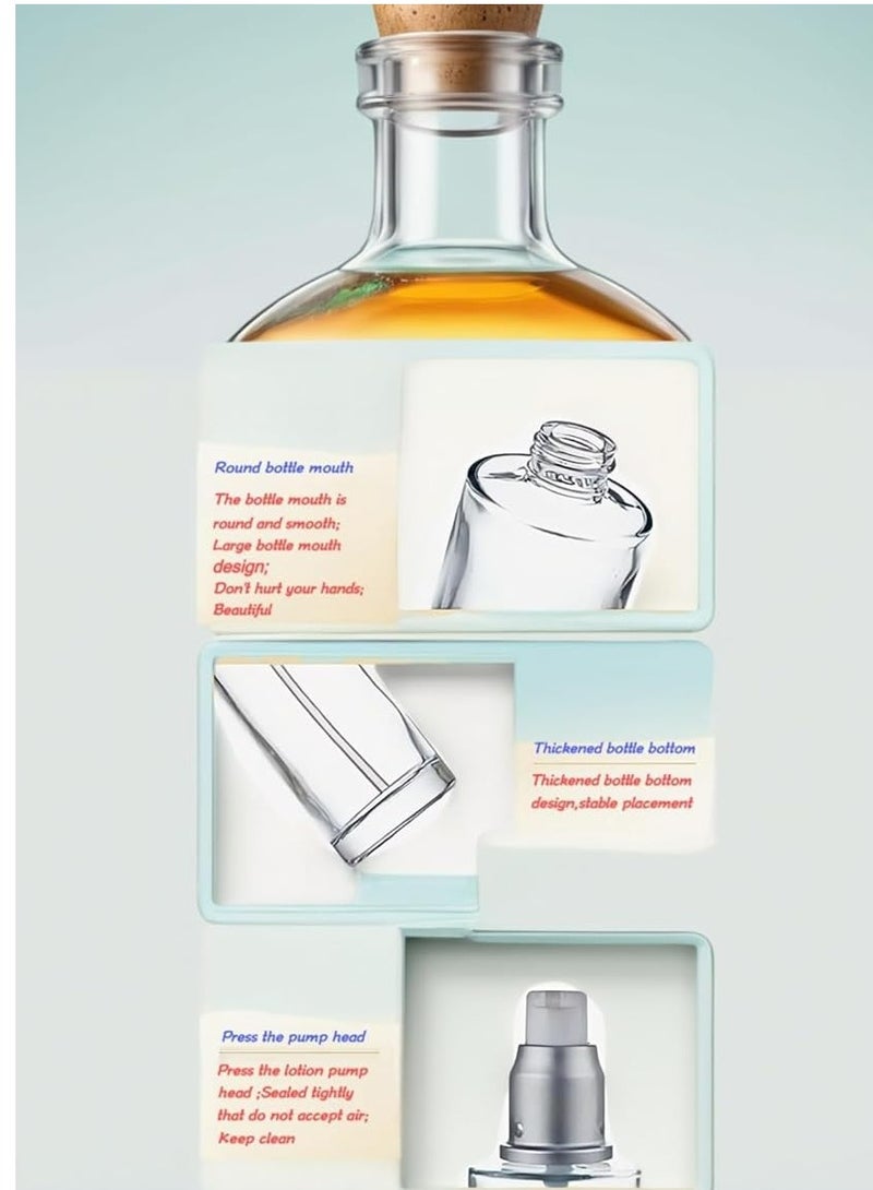 إسكدنيا 3 قطع 30 مل زجاجات مستحضرات تجميل زجاجية بلورية قابلة لإعادة التعبئة سعة 30 مل مع موزع مضخة، قوارير شفافة لمستحضرات التجميل للسفر - Image 5