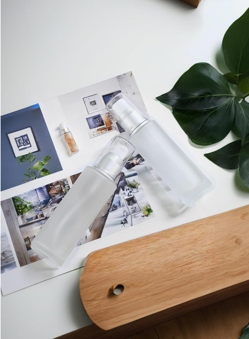 إسكدنيا 3 قطع 30 مل زجاجات مستحضرات تجميل زجاجية بلورية قابلة لإعادة التعبئة سعة 30 مل مع موزع مضخة، قوارير شفافة لمستحضرات التجميل للسفر - Image 3