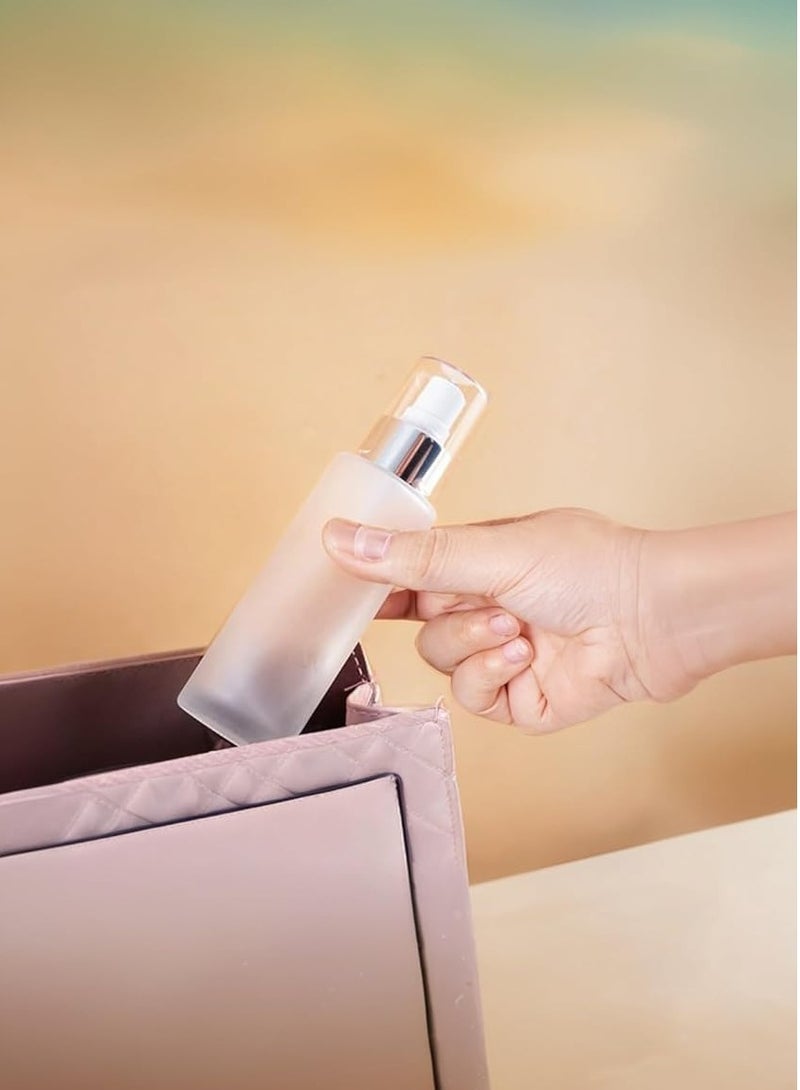 إسكدنيا 3 قطع 30 مل زجاجات مستحضرات تجميل زجاجية بلورية قابلة لإعادة التعبئة سعة 30 مل مع موزع مضخة، قوارير شفافة لمستحضرات التجميل للسفر - Image 2