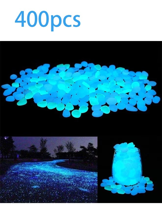 Glow in The Dark Garden Pebbles Stones Rocks for Yard and Walkways Decor, DIY Decorative Luminous Stones in Blue (400 PCS)(Deep Blue+Light Blue) - Image 5