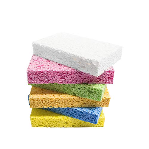 ARCLIBER Cellulose Sponges,Heavy Duty Scrub Kitchen Sponge,Clean Tough Messes Without Scratching Sponges Kitchen,Pop Up Eco Sponges DIY (6 Pack) - Image 1