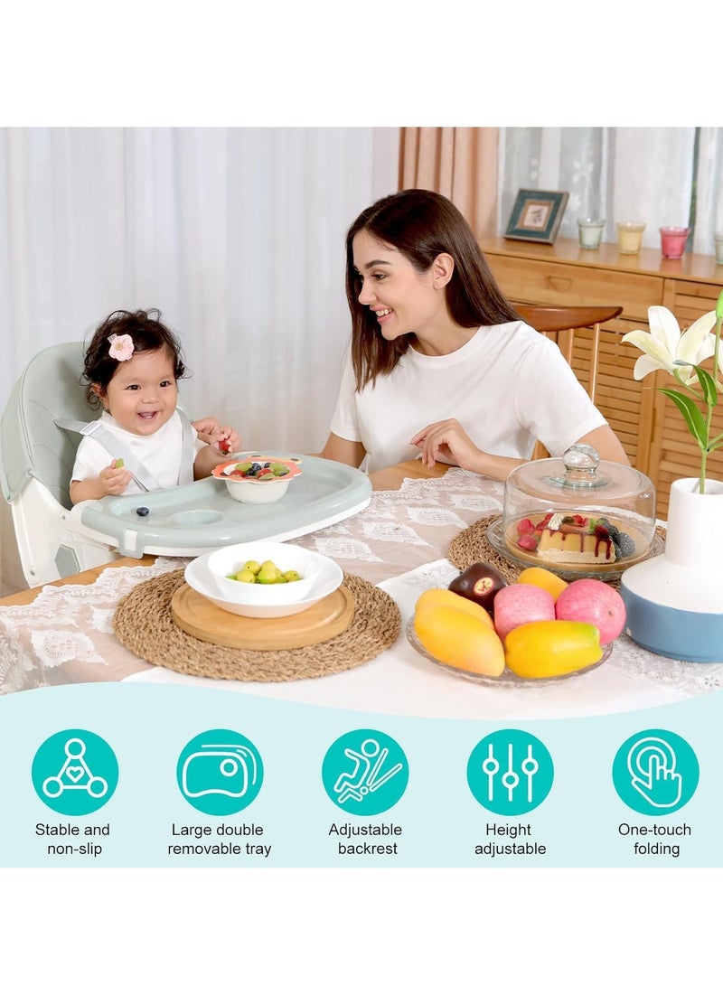 SYOSI High Chair for Babies and Toddlers, 3-in-1 High Chairs with Five Point Seat Belt and Double Large Tray, Adjustable Foldable Baby High Chair for Ages 6 Months and Up - Image 5