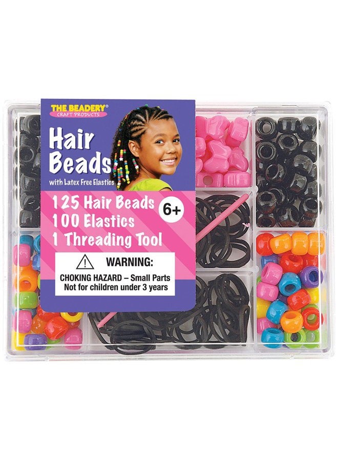 The Beadery Beadery Small Hair Bead Box Kit-Circus, Plastic Elastic, Multicolor - Image 1