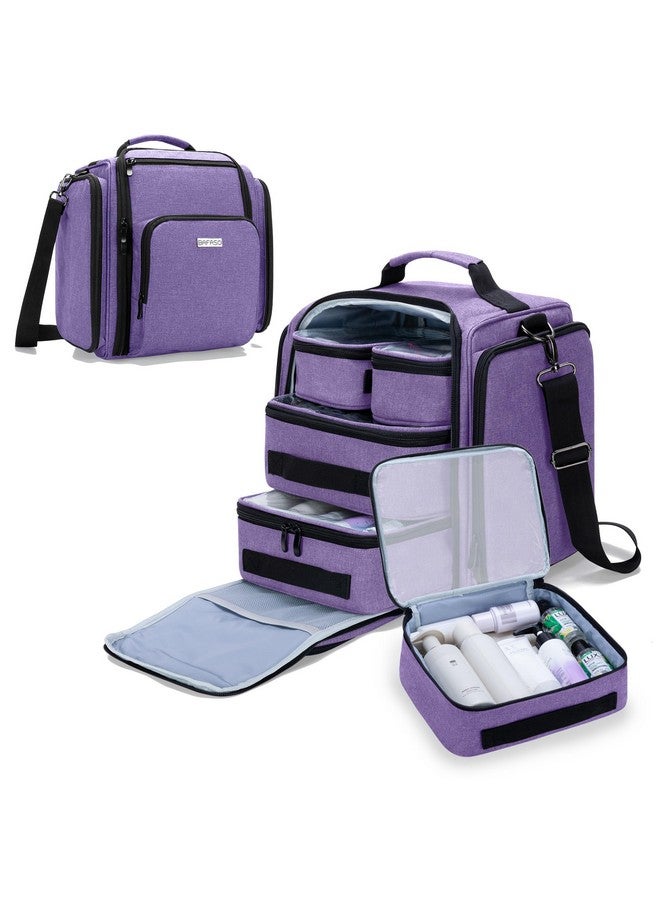 BAFASO Large Travel Toiletry Bag With 4 Removable Pouches, Multifunctional Makeup Bag Hair Bag For Toiletry And Makeup Supplies, Purple - Image 1