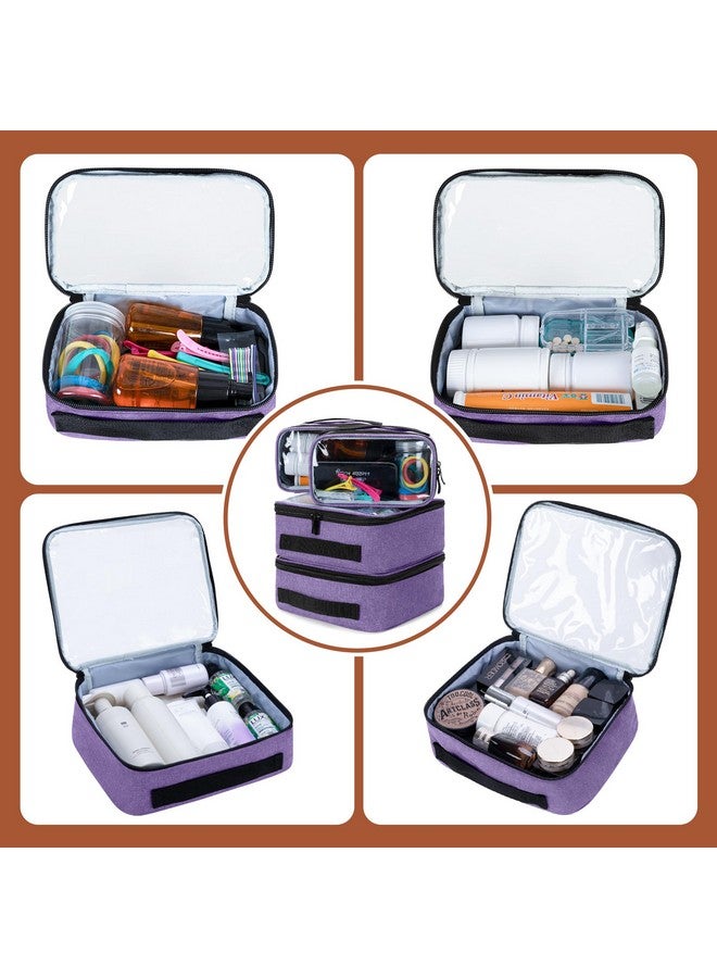 BAFASO Large Travel Toiletry Bag With 4 Removable Pouches, Multifunctional Makeup Bag Hair Bag For Toiletry And Makeup Supplies, Purple - Image 3