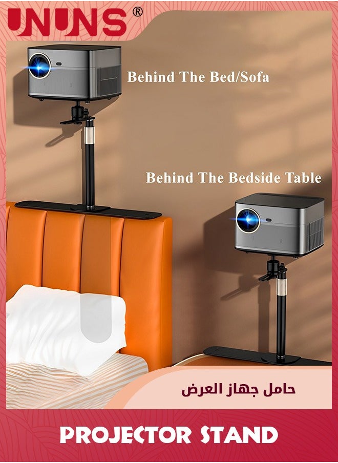 UNUNS - Plug-in Projector Stand,Bedside Sofa Projector Mount Base Ballhead 360 Degree Adjustable Table Side Projector Bracket Holder for Most Video Projectors,Black - Image 1