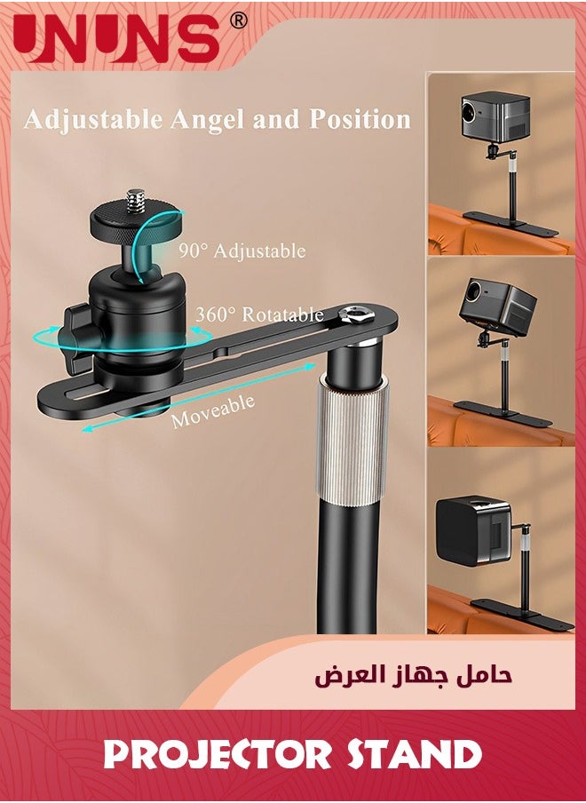 UNUNS - Plug-in Projector Stand,Bedside Sofa Projector Mount Base Ballhead 360 Degree Adjustable Table Side Projector Bracket Holder for Most Video Projectors,Black - Image 1