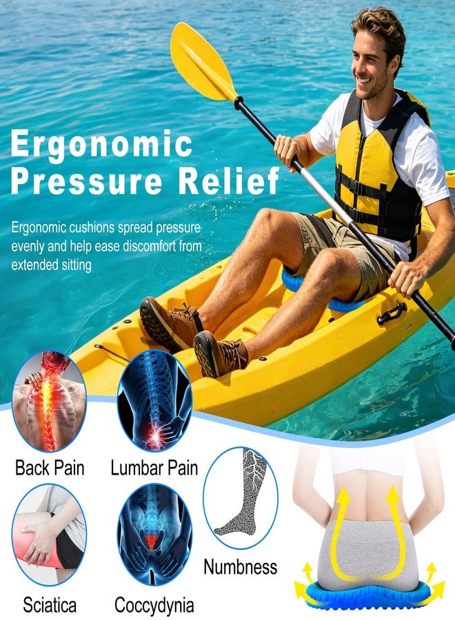 CHERAINTI Kayak Seat Cushion, 16 Inch Thicken Gel Seat Cushion, Waterproof Non-Slip Gel Cushions for Pressure Relief with Storage Bag and 2 Cloth Covers for Canoe Boat Kayak Fishing - Image 4