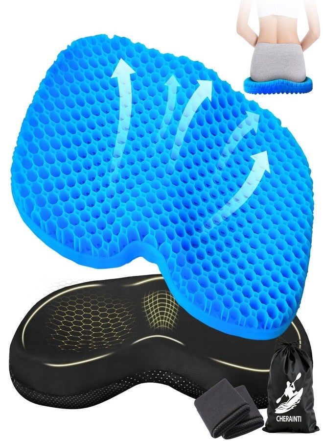 CHERAINTI Kayak Seat Cushion, 16 Inch Thicken Gel Seat Cushion, Waterproof Non-Slip Gel Cushions for Pressure Relief with Storage Bag and 2 Cloth Covers for Canoe Boat Kayak Fishing - Image 1