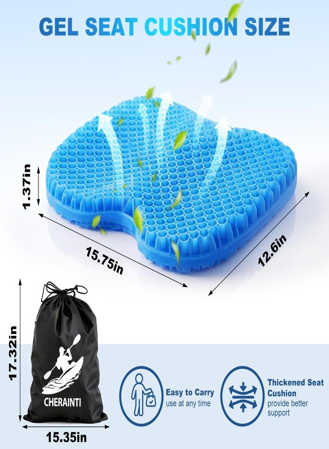 CHERAINTI Kayak Seat Cushion, 16 Inch Thicken Gel Seat Cushion, Waterproof Non-Slip Gel Cushions for Pressure Relief with Storage Bag and 2 Cloth Covers for Canoe Boat Kayak Fishing - Image 2