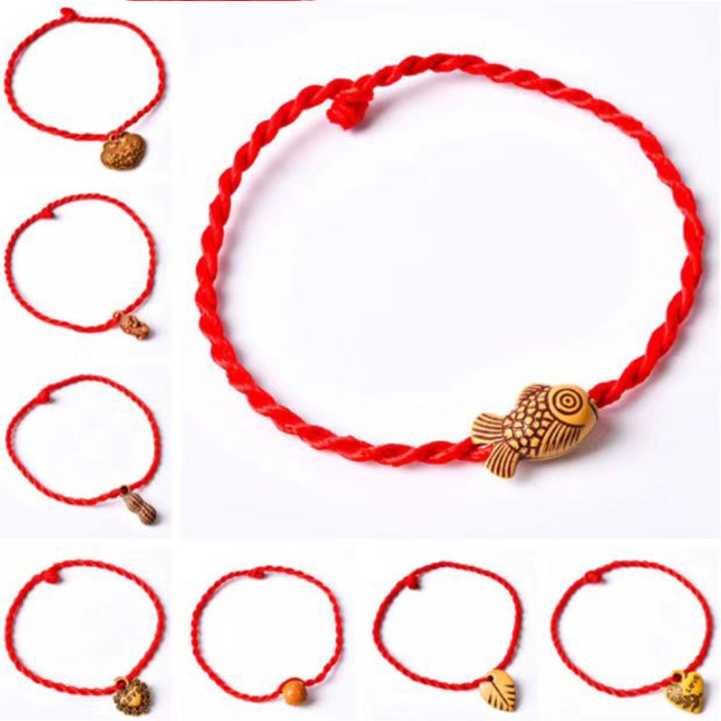 Handmade Adjustable Red Knot Bracelet Unisex Red [hand rope]]