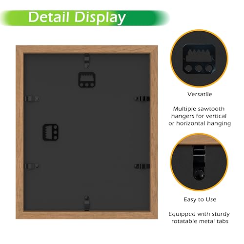 FrameWorks 8” x 10” Golden Oak Wooden Shadow Box Frame – Display Case with Soft Felt Back, Memory Box with Tempered Glass, Display Box with Elegant White Ball Push Pins, Wooden Flower Box - Image 4
