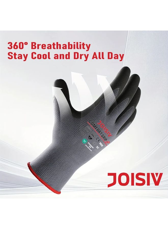 XL 4 Pairs Nitrile Coated Work Gloves Touchscreen Compatible Breathable Scratch Resistant - Image 3
