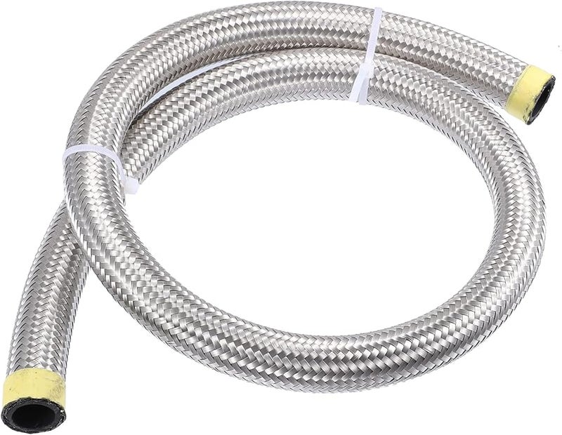 AN12 3 قدم خرطوم وقود فولاذي مقوى عالمي خط غاز زيت CPE فضي - Image 2