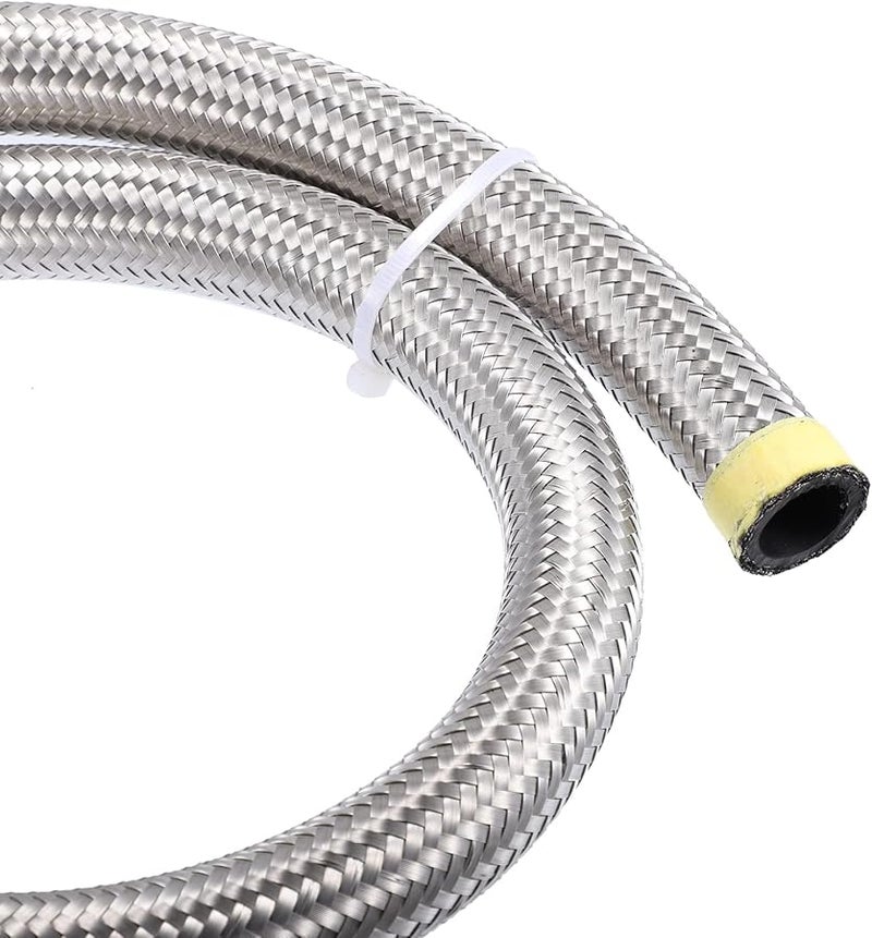 AN12 3 قدم خرطوم وقود فولاذي مقوى عالمي خط غاز زيت CPE فضي - Image 4