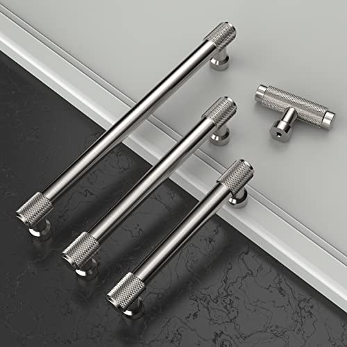 Amerdeco 10 Pack Brushed Satin Nickel Knurled Cabinet Pulls 5 Inch(128mm) Hole Center Kitchen Cabinet Handles Drawer Pulls Cabinet Hardware ZH0034 - Image 2
