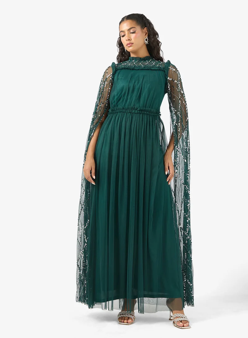 Cape Sleeve Maxi Dress
