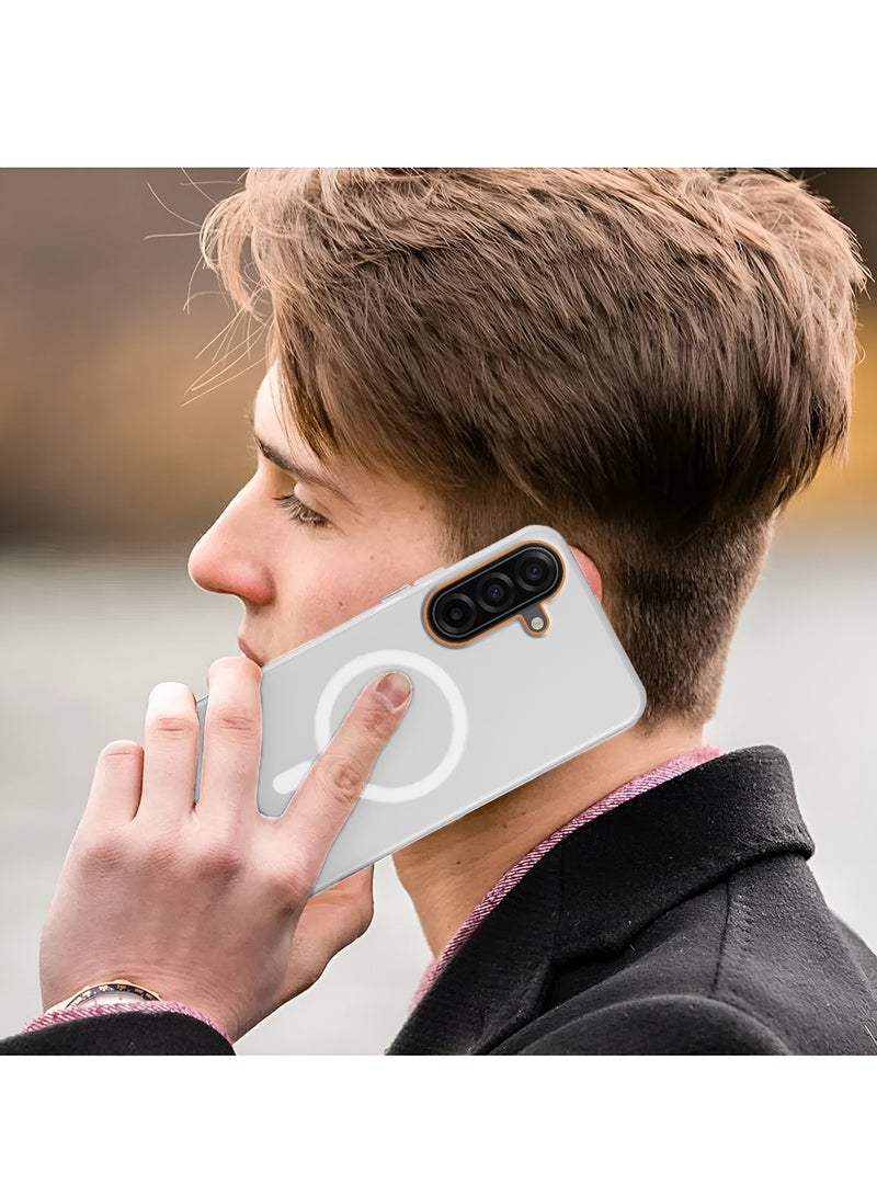 Wtech Samsung Galaxy A17 5G 2025 Hybrid Translucent Magsafe with Magnetic Charging Raised Camera Lips Elegant Look Case Cover (MCMPMN) - White - Image 5