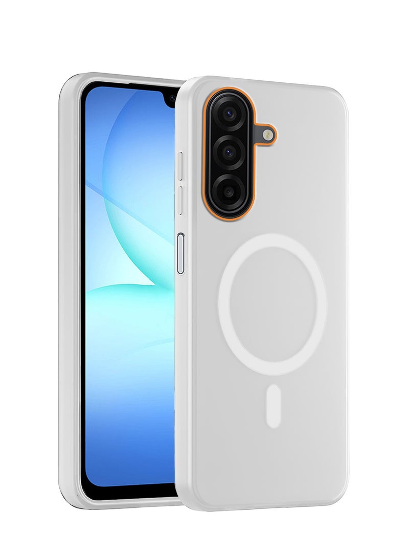 Wtech Samsung Galaxy A17 5G 2025 Hybrid Translucent Magsafe with Magnetic Charging Raised Camera Lips Elegant Look Case Cover (MCMPMN) - White - Image 1