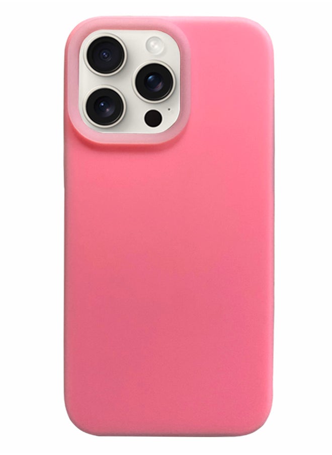 ماركة غير محددة جراب سيليكون مبطن من الداخل لهاتف iPhone 16 Pro، جراب أيفون مصنوع من السيليكون المطاطي الناعم ومبطن من الداخل لحماية هاتف من الخدوش لهاتف أيفون 16 برو - بينك  - Image 1