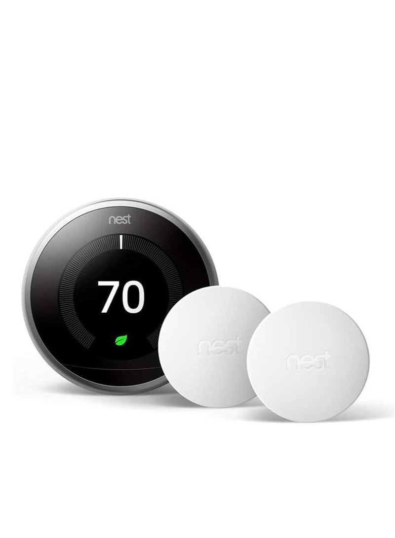 Nest Google Nest 3rd Gen BH1252 Learning Wi-Fi Thermostat with 2 Sensors – Smart Auto-Scheduling, Stainless Steel, App & Voice Control - Image 1