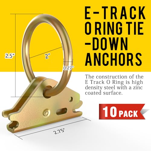 Eapele 10pcs Steel E-Track O Ring Tie-Down Anchors, Secure Cargo in Enclosed/Flatbed Trailers, Trucks, Load Limit of 1500lb - Image 2