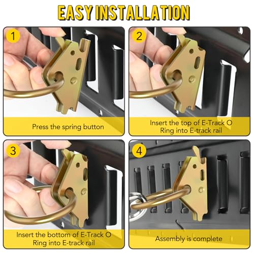 Eapele 10pcs Steel E-Track O Ring Tie-Down Anchors, Secure Cargo in Enclosed/Flatbed Trailers, Trucks, Load Limit of 1500lb - Image 5
