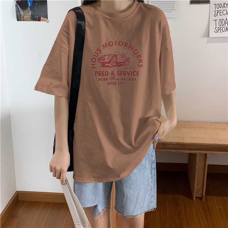 Women's Top Summer Loose Fit Plus Size Short Sleeves Base Layer - Image 1