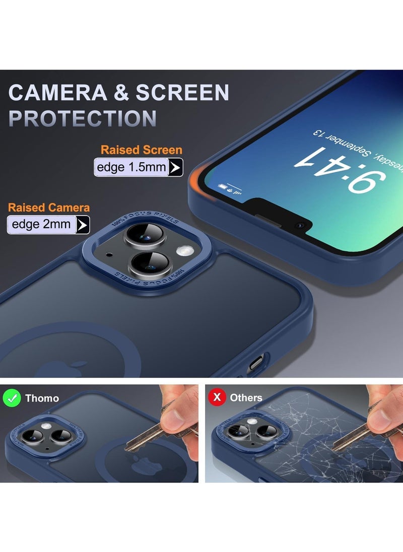 Generic - Magnetic Case for iPhone 14/13 6.1 Inch Case Translucent Matte Phone Case Slim Thin Shockproof Anti-Yellow Women Men Girls Boys Protective Cover (Blue) - Image 1