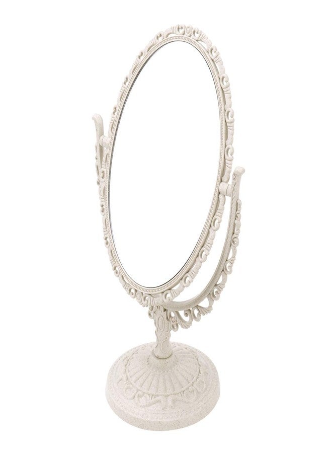 Minkissy Vintage Makeup Mirror, Tabletop Vanity Mirror with Stand, Double Sided Cosmetic Mirror with 360 Degree Rotation for Bedroom Bathroom (Beige) - Image 5