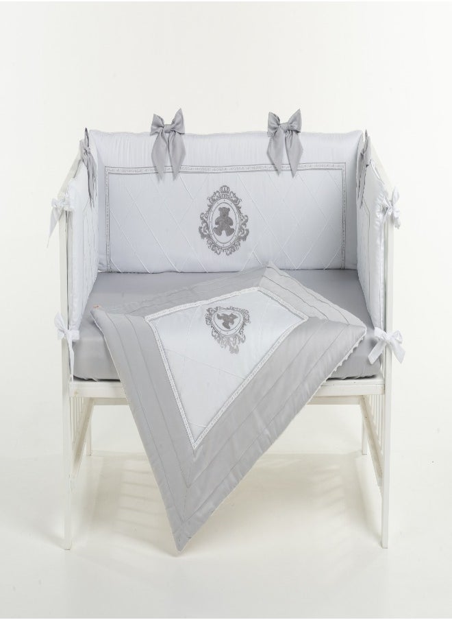 Monnet Baby Newborn Bedding Set Grey Teddy - Grey With Bows - Soft, Cozy, Comfortable, Fitted Sheet-Baby's Nursery - Gender-Neutral Design - Perfect Gift for Baby Showers & New Parents  - Image 2