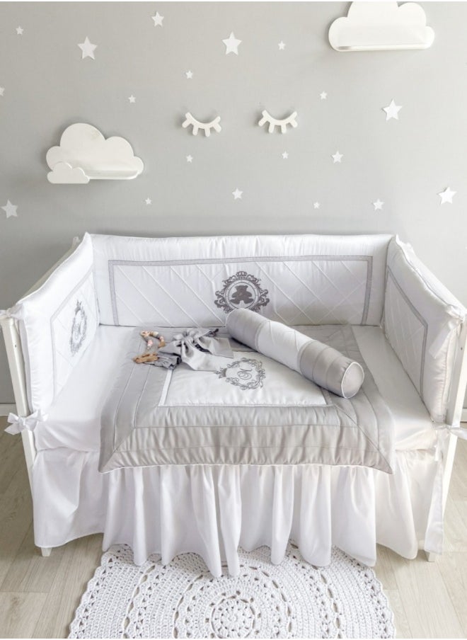 Monnet Baby Newborn Bedding Set Grey Teddy - Grey With Bows - Soft, Cozy, Comfortable, Fitted Sheet-Baby's Nursery - Gender-Neutral Design - Perfect Gift for Baby Showers & New Parents  - Image 5
