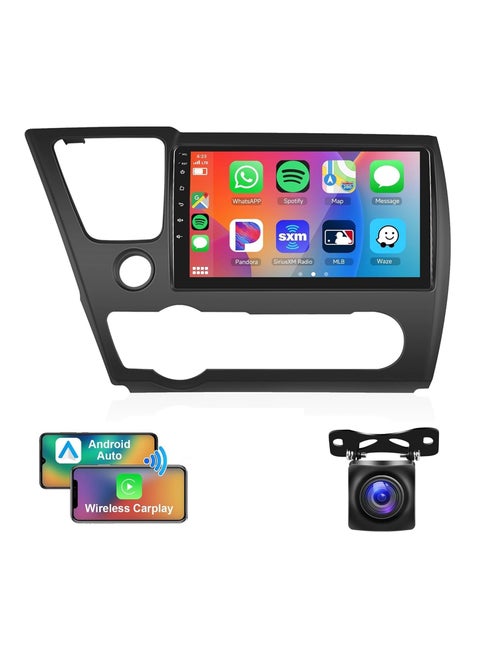 Android Car Stereo for Honda Civic 2013 2014 2015 2016 2017 4GB RAM 64GB ROM 9 Inch Support Apple Carplay, MirrorLink WiFi BT, IPS Touch Screen with AHD Camera Included