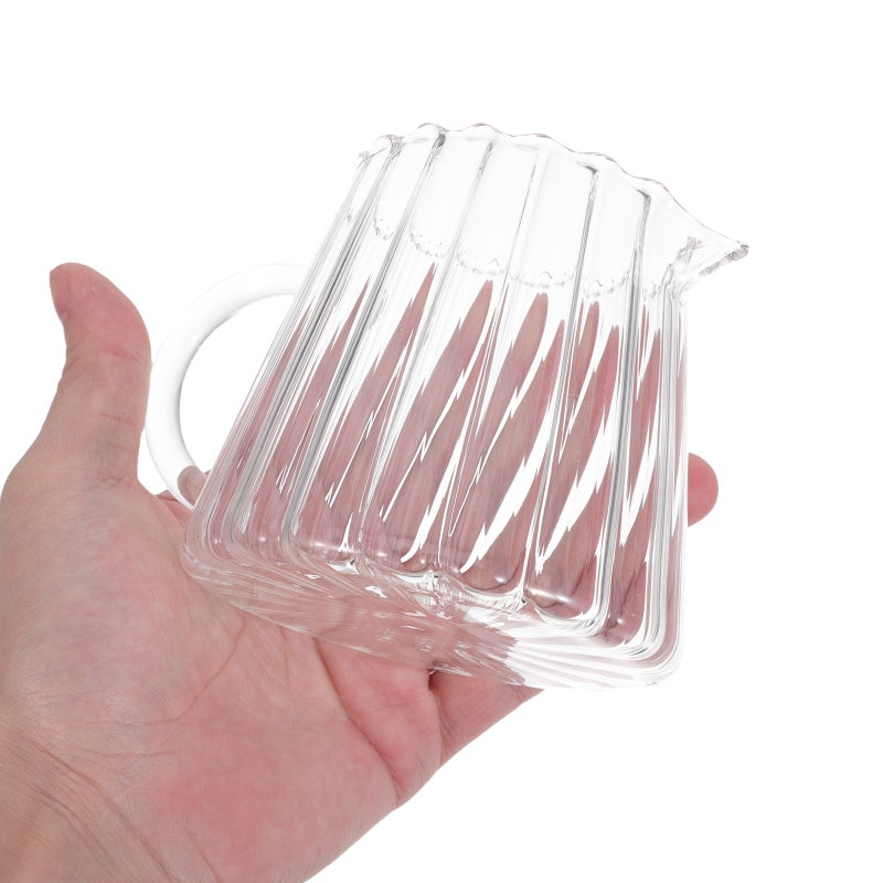 2pcs Small Glass Pitcher: 350ml Wave Creamer Pitcher Serving Jug for Coffee Tea Sauce - Frothing Cup Creamer Jug for Kitchen - Image 2