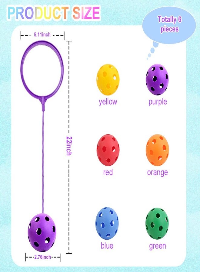BUWUSMU 6 Pcs Skip Balls, 6 Colors, 5.91 Inch Diameter Ankle Toys Jump Ankle Ropes Skip and Jump Toys Sports Swing Balls for Girls Boys Gym Class Home Playground Exercising Body Fat Burning - Image 2