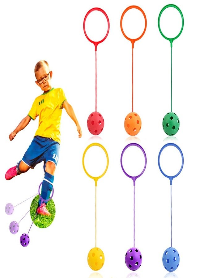 BUWUSMU 6 Pcs Skip Balls, 6 Colors, 5.91 Inch Diameter Ankle Toys Jump Ankle Ropes Skip and Jump Toys Sports Swing Balls for Girls Boys Gym Class Home Playground Exercising Body Fat Burning - Image 1